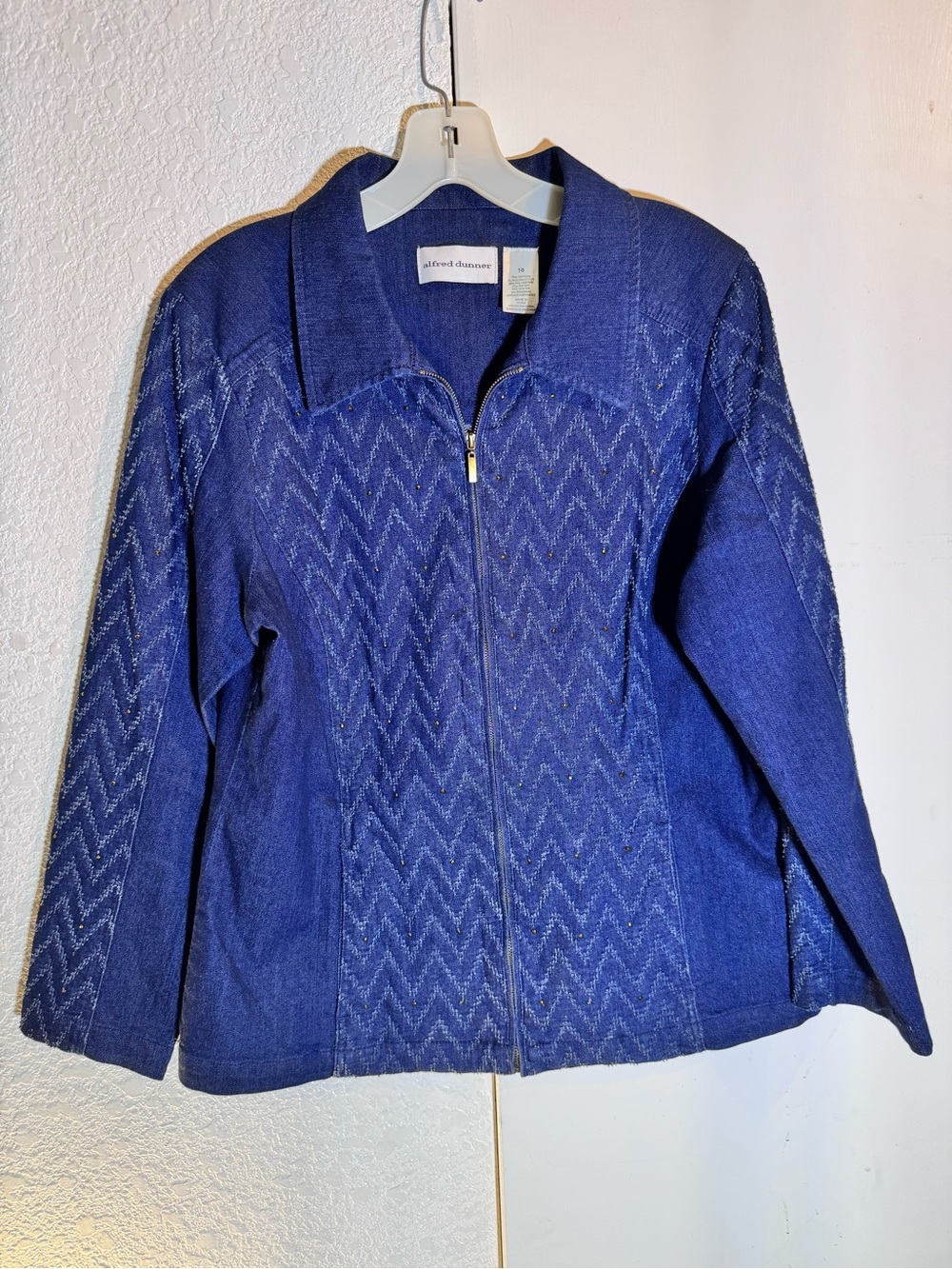 Alfred Dunner Deep Blue Zip-Front Jean Jacket